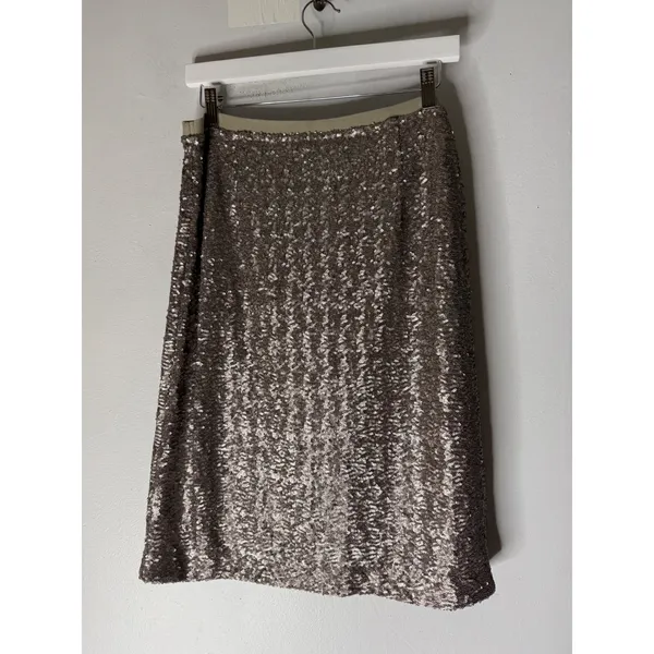 J Jill Sequin Pencil Skirt Women's Petite Size M Silver Sequin Elastic Waist NWT - Image 3