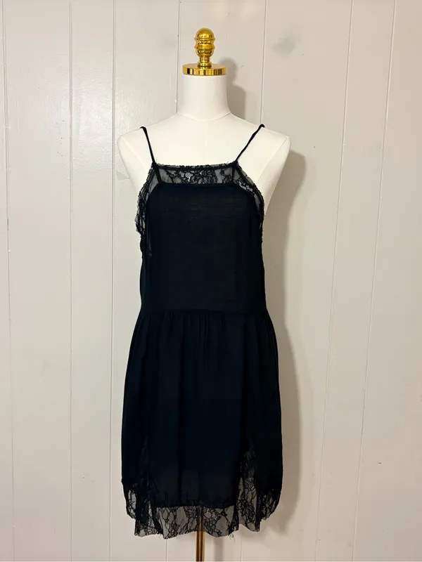 Intimately Free People Black Lace Open Back Slip Mini Dress Size M - Image 2