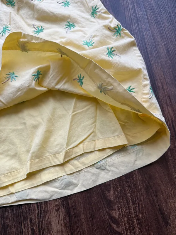 Talbots Petites Women’s Sunny Yellow Embroidered Palm Tree Mini Skirt- Size 4 - Image 6
