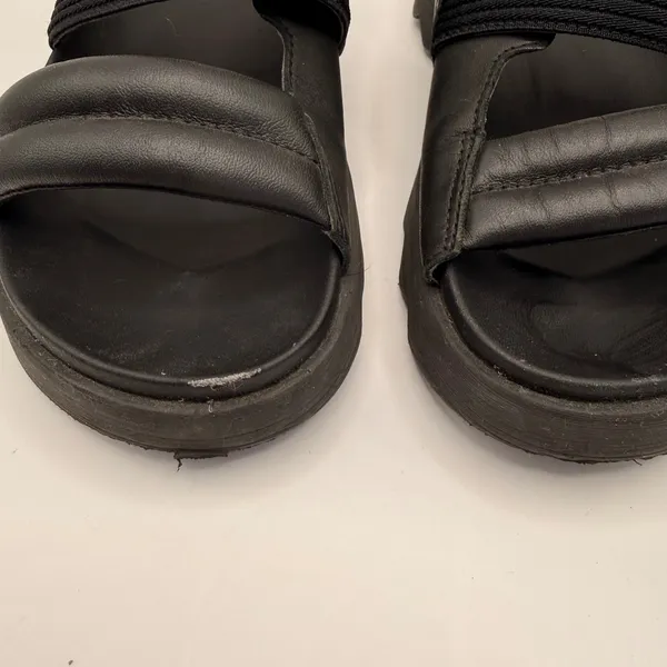 Sorel Kinetic Impact II Slide Black Leather Platform‎ Sandal Womens 7.5 - Image 3