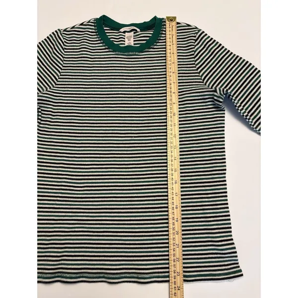 Victoria's Secret Pajama Set Women L Green Striped Thermal Lounge Sleepwear Set - Image 7