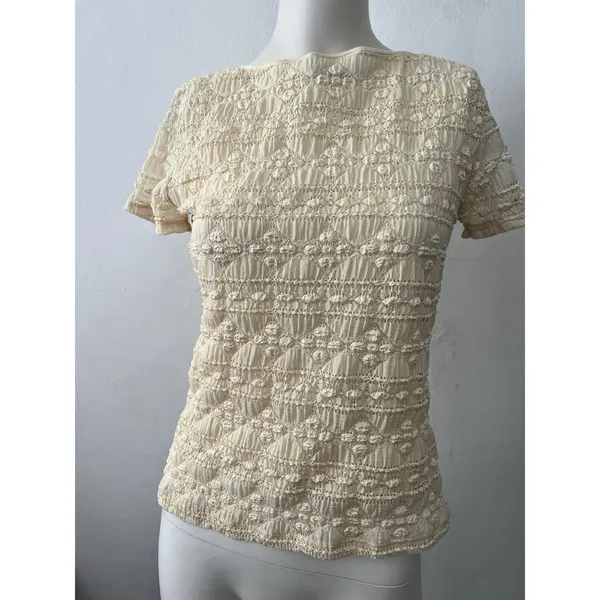 Worthington Vtg 90s Cottagecore top PM yellow popcorn Textured rustic western boho fairy - Image 2