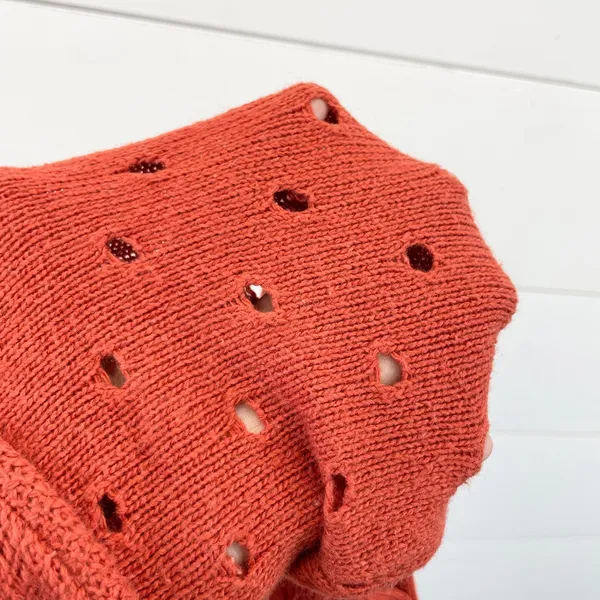 Moth Anthropologie Womens M Ceres Sweater Mockneck Burnt Orange Cottage Bohemian - Image 9
