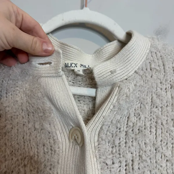 Alex Mill Binky Cardigan Ivory Medium As Is Merino Wool Neutral Button Front - Image 5
