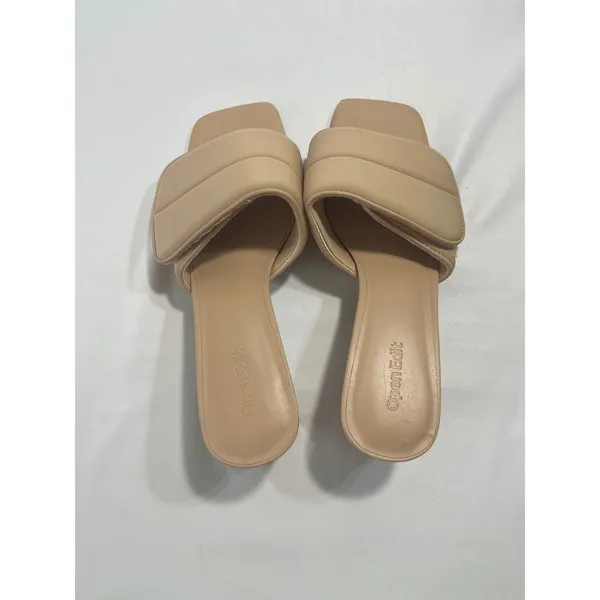 Open Edit Cava Padded Block Heel Women 7.5 Nude Square Toe Slide Sandals Mules‎ - Image 5