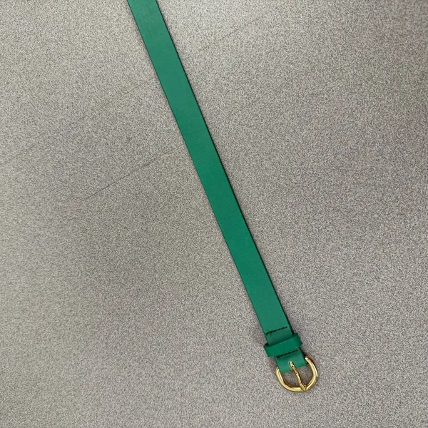 J.Crew Belt Womens Small Green Genuine Italian Leather Gold Buckle 30037 - Image 3