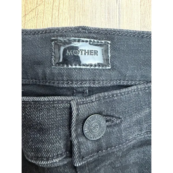 MOTHER The Rascal Ankle Snippet Night‎ Hawk Black Raw Hem Jeans 27 - Image 8