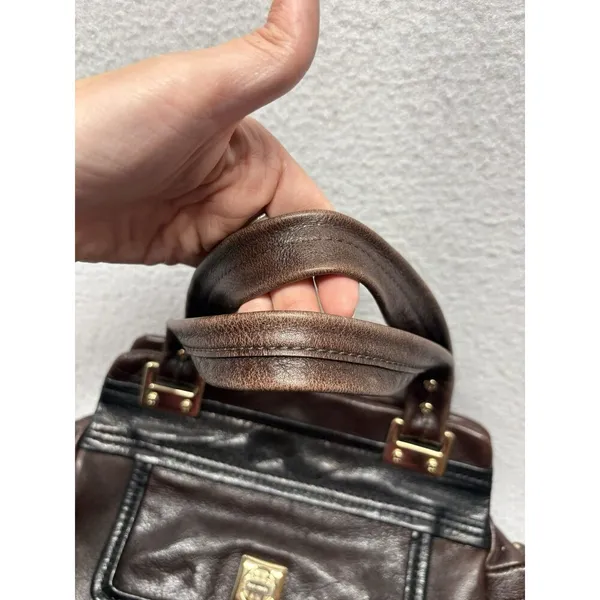 Kate Spade Rare Brown/Black Leather Turn Lock Shoulder Bag Purse With Dust Bag - Image 9