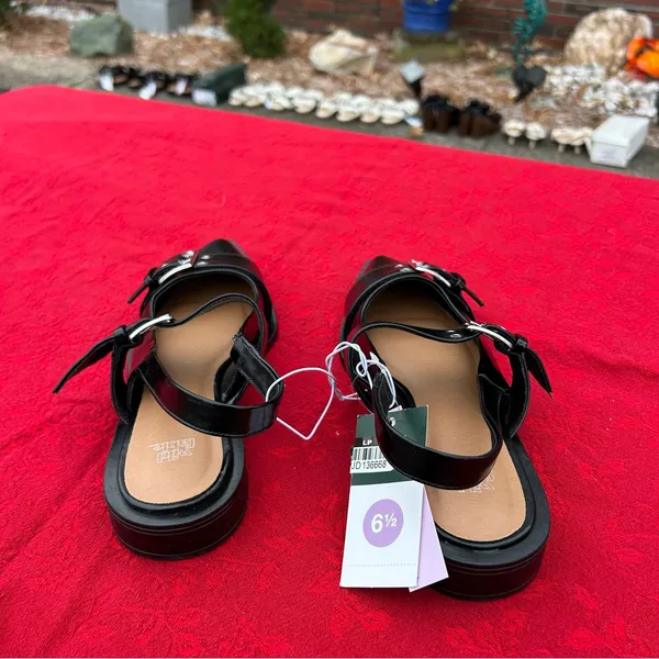 Size 6.5 Peyton Double Buckle black Slingback Flats‎ by wild fable - Image 3