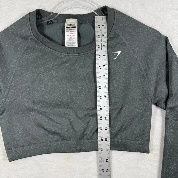 Gymshark Adapt Fleck Seamless‎ Long Sleeve Crop Top XL Dark Grey Marl B2A1C - Image 3