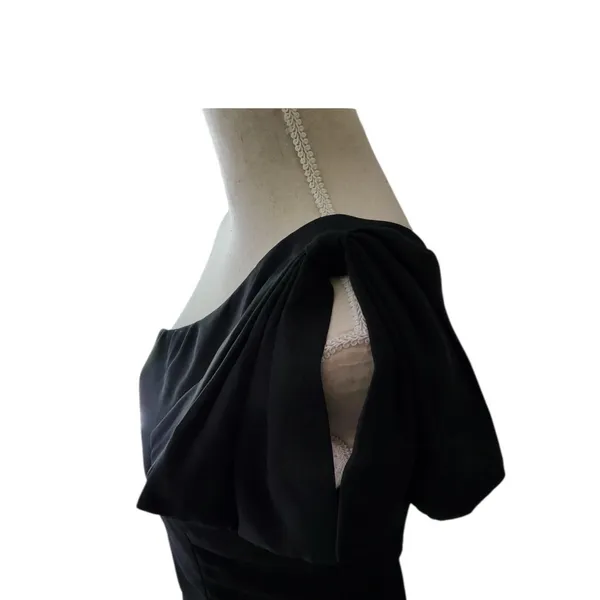 Lulus Simply Brilliant Black One Shoulder Bow Chiffon Maxi Dress Slit in Black S - Image 5