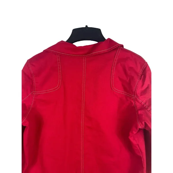 Y2K Denim & Co Red Gold Button Front Jacket Shacket M Contrasting Stitching - Image 3