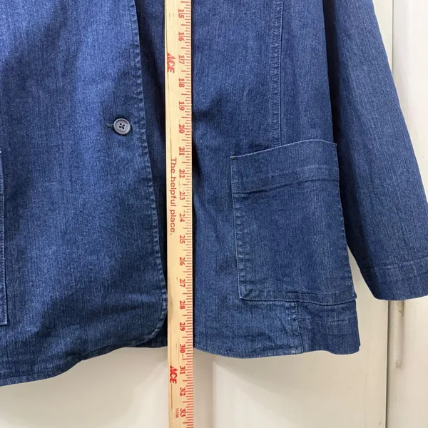 Vintage Old Navy Denim Blazer Jacket Y2K‎ Masc Sleek Office Hipster Minimalist - Image 8