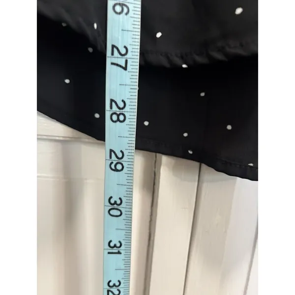 Chiffon Black Polka-dot‎ Long Tab Sleeve Blouse Size Large V Neck Lightweight - Image 3