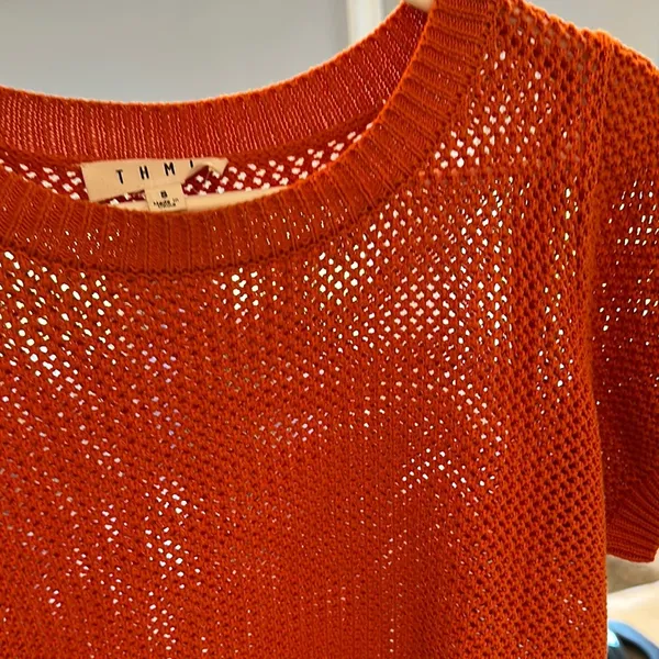 THML Orange Crew Neck Sweater with Textured Knit - Image 2