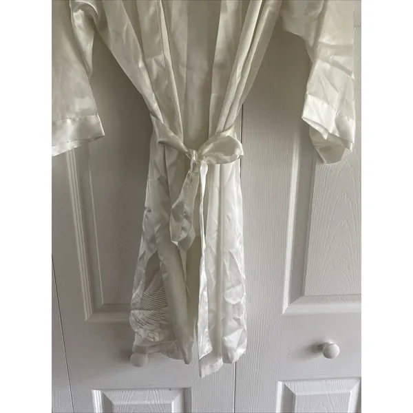 Nine & Company Satin Kimono Robe ‎ Size XL Ivory White Bridal Loungewear Silky - Image 4