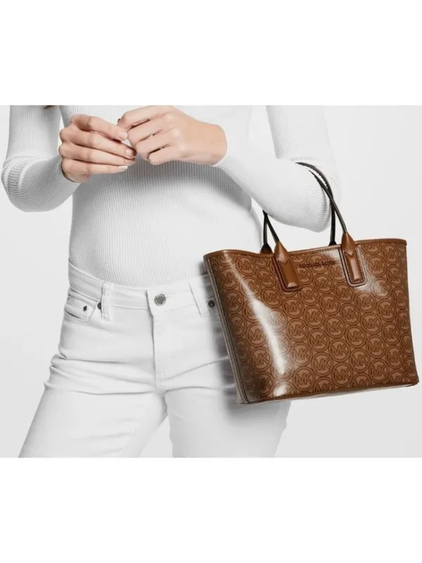 Michael Kors Jodie Small Logo Jacquard Tote Bag in Luggage Tan - Image 2