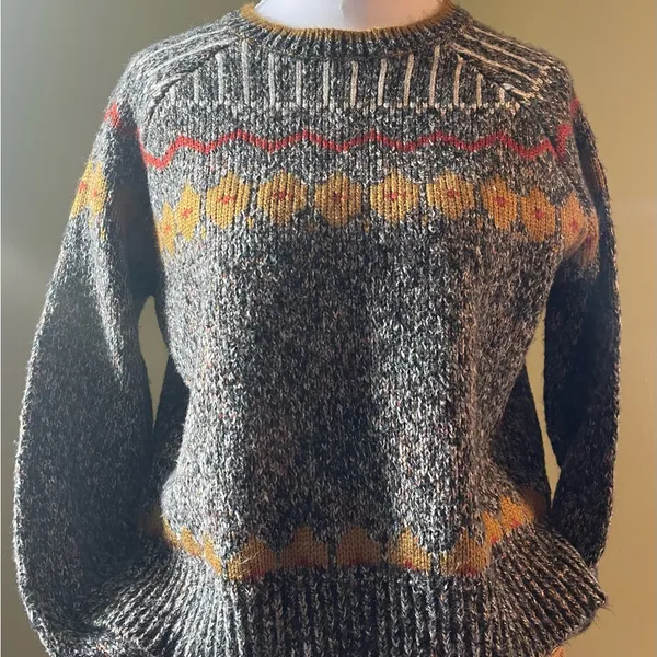 ZARA Gray Marled Knit Sweater with Gold Accents - Image 2