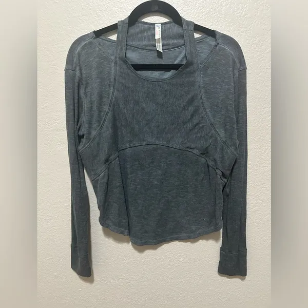 Free People Movement Zenith Ribbed Cutout Top Size Small Gray - Image 3