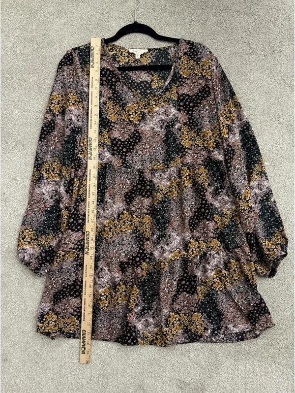 Bebop Women's Large Floral Ditsy Tiered Babydoll Tunic Dress - Image 7