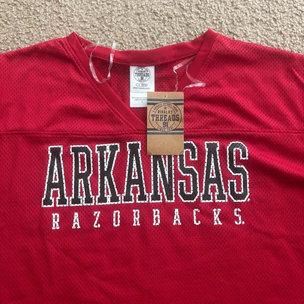 Rivalry Threads Arkansas Razorbacks Red jersey Shirt, size Large, NEW with TAGS - Image 2