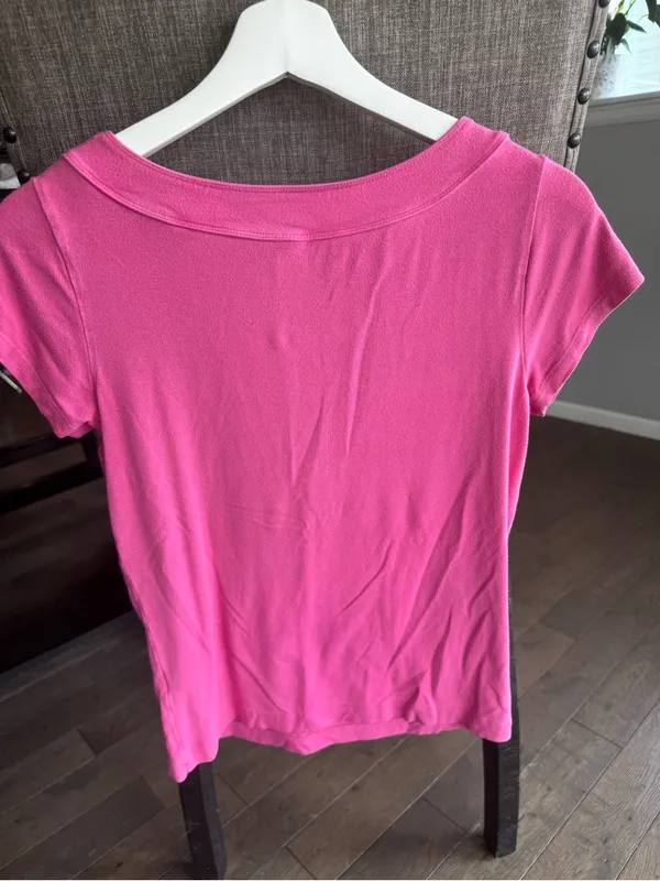 Hillard & Hanson Bright Pink Scoop Neck Short Sleeve Tee - Image 5