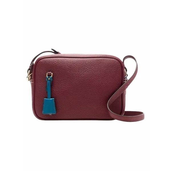 J. Crew Signet Pebble Leather Crossbody Camera Bag Burgundy Red - Image 4