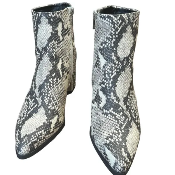 Madden Girl Dafnii Snake Print Ankle Boots 7.5M Pointed Toe Block Heel Side Zip - Image 15