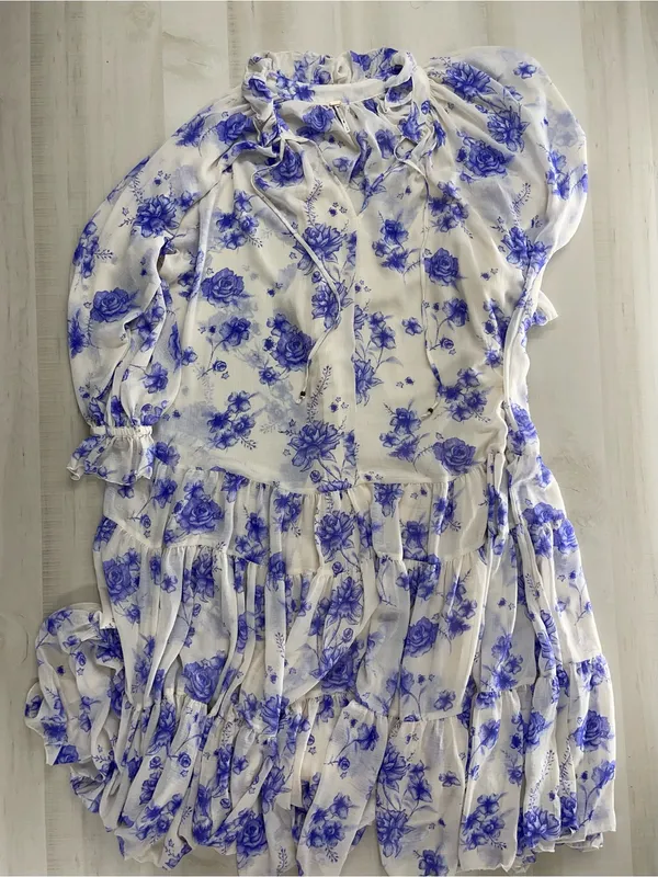 FREE PEOPLE feeling groovy floral maxi dress long sleeve purple M - Image 6