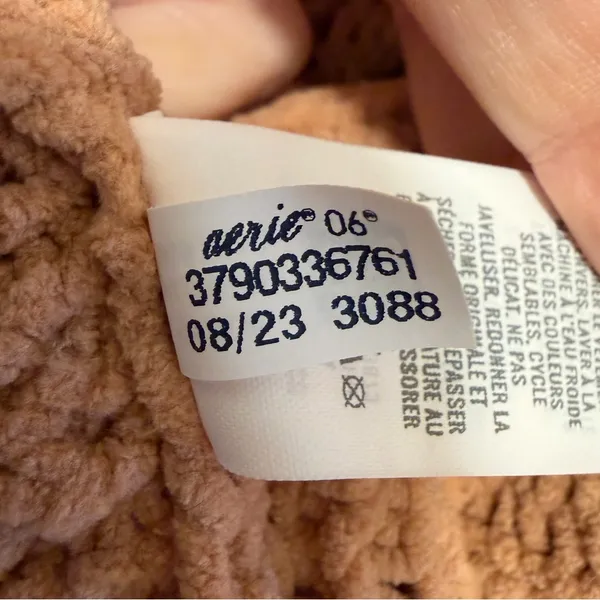 Aerie Carmel Knit Plush Quarter Zip Oversized Collared Pullover Sweater Size S - Image 5