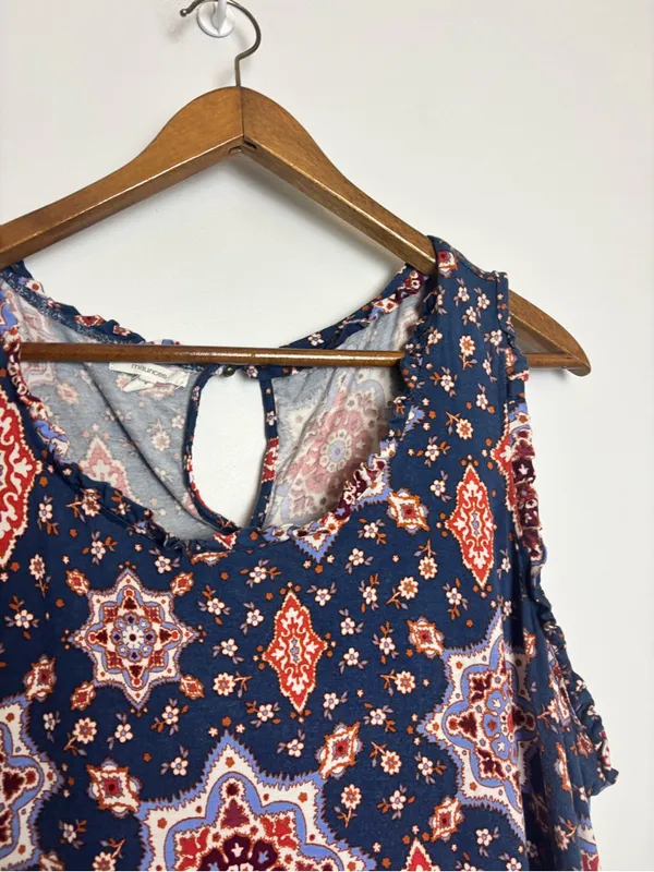 Maurices Navy Blue Medallion Print Drop Waist Sleeveless Tank Top - Image 3