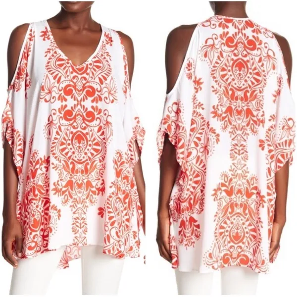 Show Me Your Mumu Peta Boo Tunic Top Dress‎ Red White Small Oversized Artsy Boho - Image 3