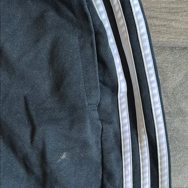 Adidas Black and White Sweatpants with Elastic Cuffs - Image 3