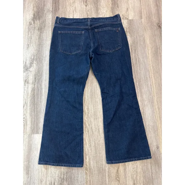 Madewell Flare Jeans Dark Indigo Blue High Rise Wide‎ Leg 1lDenim Size 32 Petite - Image 3