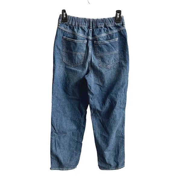 Free People Chloe Baby Barrel Jeans Women XS Blue Boho Elastic‎ Back Distressed - Image 6
