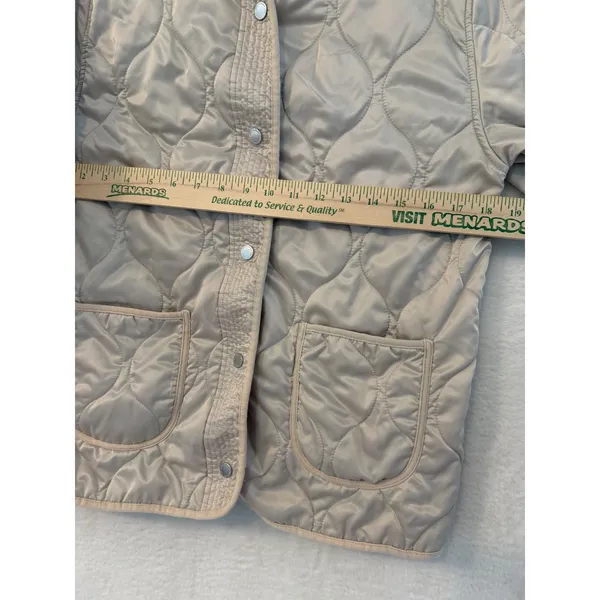 Abercrombie & Fitch Quilted Liner Jacket Womens Small Tan Beige Fleece Snap - Image 5