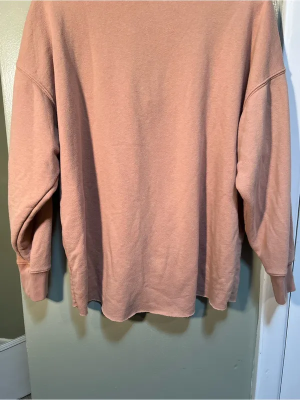 Aerie Womens Size Small Sunday Soft Quarter Zip Sweatshirt Tan Terry Cloth Lined - Image 8