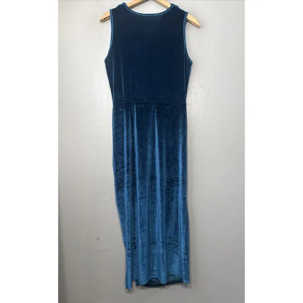 Zaful Velvet Midi Dress Size 6 Blue Ruched Party Fairy Whimsigoth Wedding Guest - Image 7