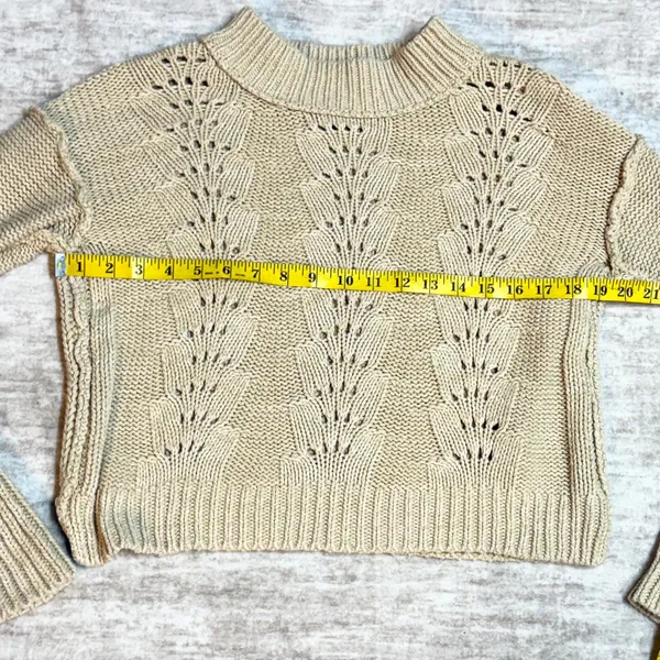 Free People Women’s Small Sweater Bell Song Pullover Knit Sandcastle Grandmacore - Image 2