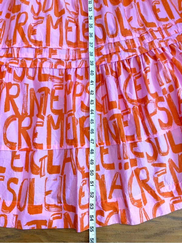 Anthropologie The Somerset French Writing Maxi Dress Pink Orange Size Medium - Image 9