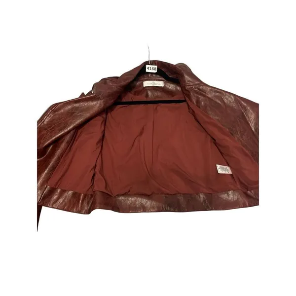 Wild Fern size medium distressed faux leather red Moto jacket - Image 8