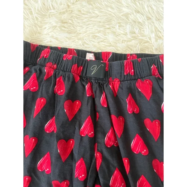 Victoria's‎ Secret Pajama Pants Women's XS Black Red Hearts Lounge Sleepwear - Image 3
