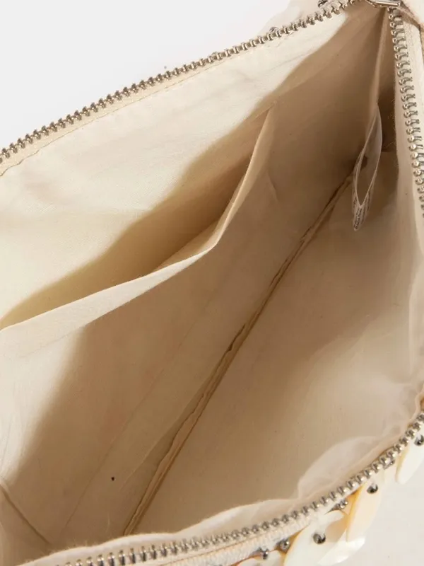 ASOS Luxe Ivory Morher of Pearl sea Shell Sequin Zipper Clutch bag - Image 4