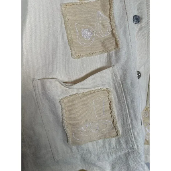 Zara Bloggers‎ Favorite Overshirt Jacket Embroidered Patches Womens Size Small - Image 4
