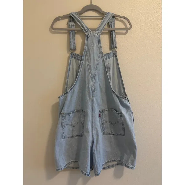 Levi's Denim Shortall Womens Large Light Wash Vintage Utility Chore Concert - Image 3
