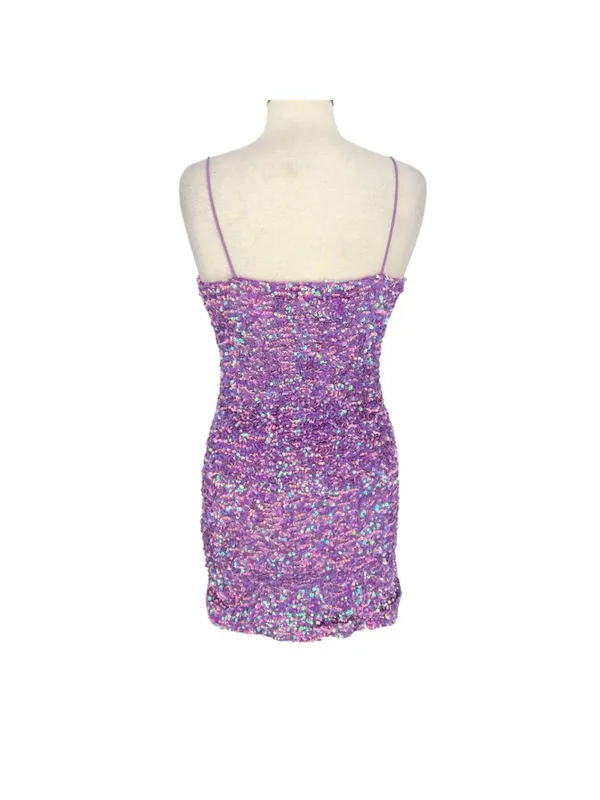 Thirty Thirty Lilac Iridescent Sequin Bodycon Mini Dress Size Medium Party Night - Image 7