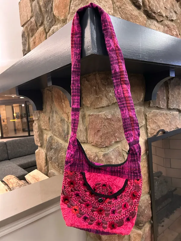 Vibrant Pink Plaid Shoulder Bag with Padded Strap - Image 7