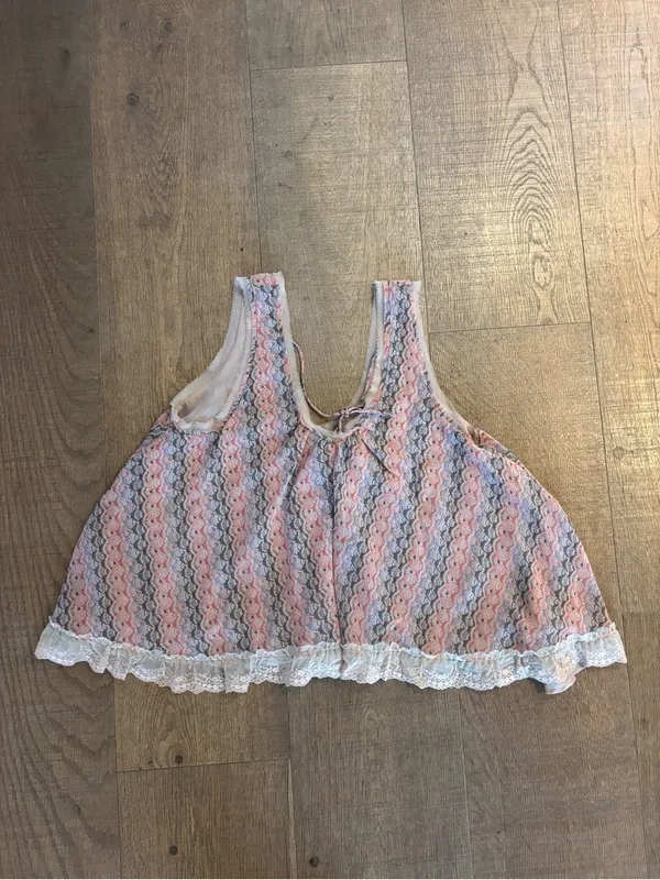 free people printed sleeveless lace trim tank top - Image 3