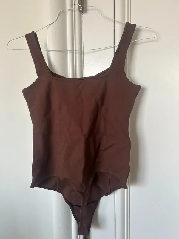 NWOT Abercrombie & Fitch Ponte Corset Sweetheart Bodysuit (BROWN) - Image 4