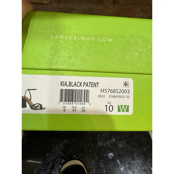 SAM Edelman "Kia" ankle strap black Patent block heel women Size 10 Wide - Image 8